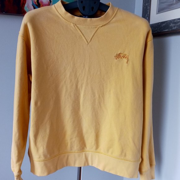 Stussy Other - Stussy mustard yellow crewneck embroidered signature logo sweatshirt Size Large